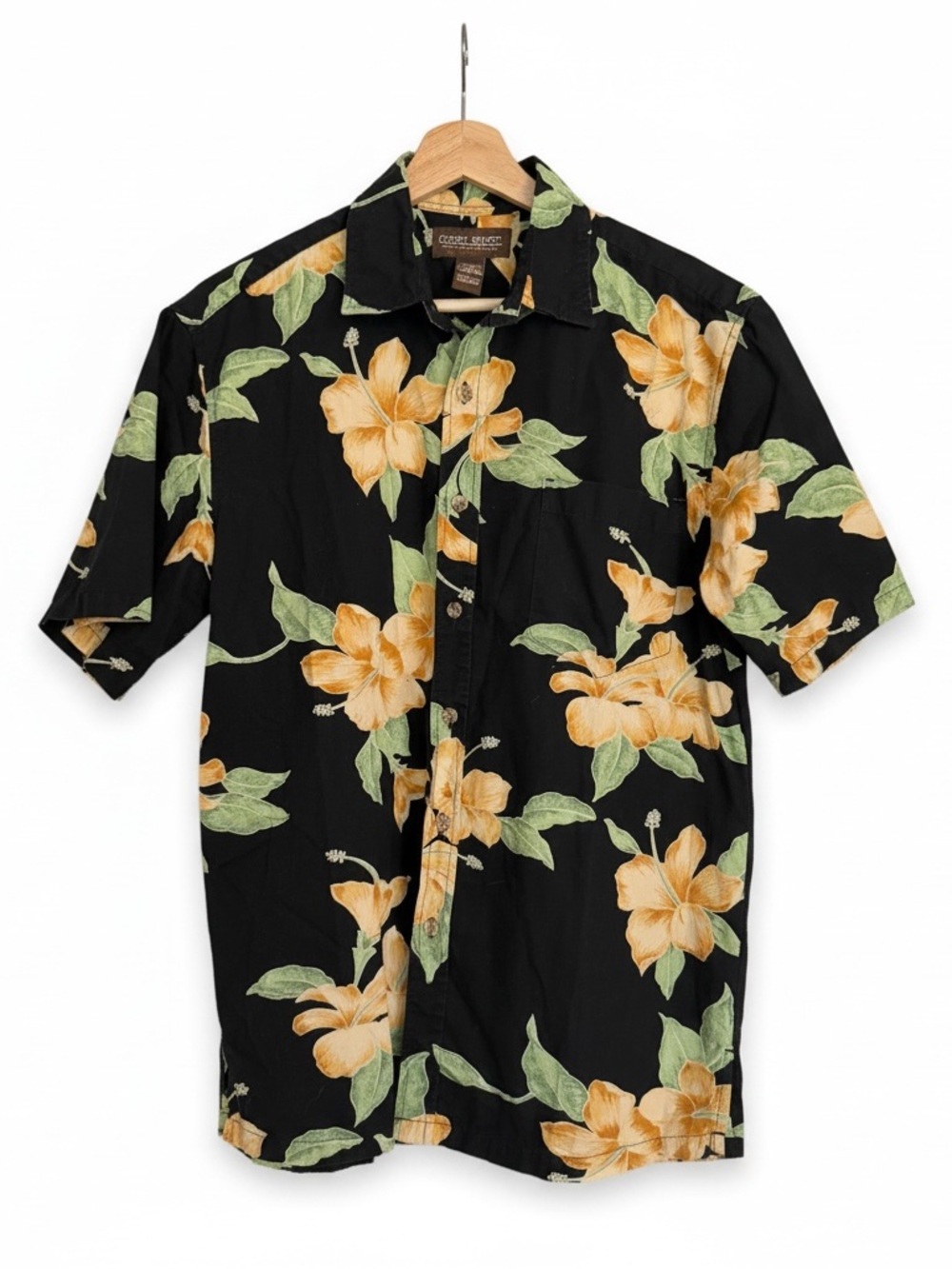 Cooke Street Hawaiian Shirt Men’s S Black Hibiscus Floral Aloha 100% Cotton